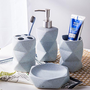 Modern Sustainable 4 Piece Set Ceramic Bathroom Set Soap Dishes with Mouthwash Cup Toothbrush Holder Home Hotel Gift Accessory - Product Image 6