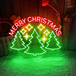 Décorations murales en acrylique LED avec lumières néon Joyeux Noël, motif arbre, montage mural, IP65, 2700K, blanc chaud, décoration de fête - Product Image 1