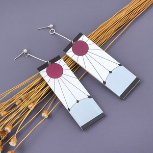 Pendientes de <span class=keywords><strong>Tanjiro</strong></span> de Demon Slayer, Ganchos de Acrílico para las Orejas, Joyería de Cosplay de Anime, Regalo, Llavero de Metal - Product Image 4