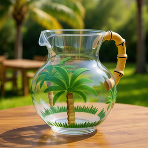 Pichet à eau en plastique incassable de 3 litres avec bec verseur sans BPA, motif palmier, pour adultes et fêtes - Product Image 2