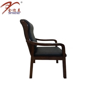 Sedie per visitatori in legno di lusso <span class=keywords><strong>sedia</strong></span> per visitatori in pelle nera <span class=keywords><strong>senza</strong></span> ruote - Product Image 2