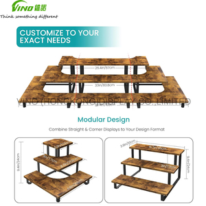 3-Tier Portable Lightweight Wooden Display <b>Riser</b> Stand 3-Step Straight Retail Tabletop Countertop Craft Shows Supermarket Rack - Product Image 4