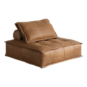 Sofá Modular de Cuero Genuino Estilo Vintage Italiano Minimalista para Sala de Estar de Mediados de Siglo - Product Image 5