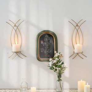 ชุดโคมไฟติดผนัง AimtoHome รุ่น Gold 2 ชิ้น ทำจากเหล็กหล่อ ที่วางเทียนแบบโมเดิร์น สำหรับตกแต่งห้องนั่งเล่น สไตล์ฟาร์มเฮาส์ ติดผนัง - Product Image 3