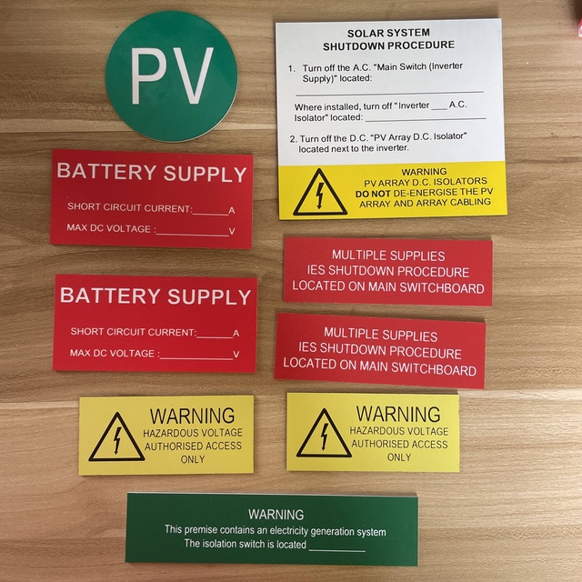 Custom Abs / Phenolic Solar Label Kit Laser Engraved Abs Solar Label Outdoor Abs Plastic Label with Adhesive Sticker