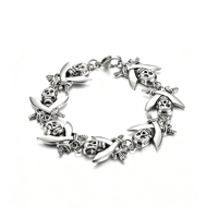 Bracelet pour homme en acier inoxydable, style mode punk gothique, avec breloques pirate, crâne, croix et épée, pour cadeau de fête, commande en gros
