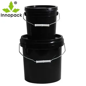 价格便宜定制黑色10l塑料桶带盖食品桶