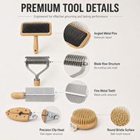 Kit de toilettage pour chat, brosse en bambou, peigne double face, coupe-ongles pour les soins quotidiens des animaux de compagnie