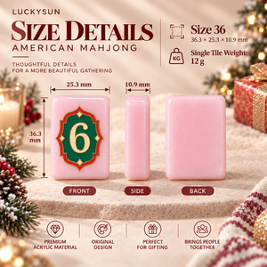 Jeu de tuiles de mahjong en acrylique rose de 160 pièces, tuiles gravées, inspiré des fêtes d'hiver, pour une fête de Noël joyeuse - Product Image 2