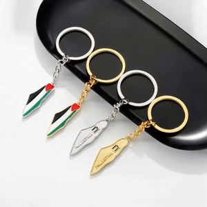 Llavero al por mayor con mapa de Palestina, colgante conmemorativo de la bandera, de acero inoxidable esmaltado, artesanía metálica, llavero metálico con la bandera de Palestina - Product Image 3