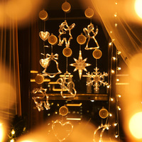 Lanterne LED colorée personnalisée avec minuterie, en plastique, à ventouse pour fenêtre, motif rennes et clochettes, pour décoration de chambre, fête et Noël