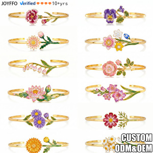 JOYFFO Joyería <span class=keywords><strong>de</strong></span> Moda, Pulsera y Brazaletes <span class=keywords><strong>de</strong></span> Acero Inoxidable con Baño <span class=keywords><strong>de</strong></span> Oro PVD <span class=keywords><strong>de</strong></span> 18k, Diseño <span class=keywords><strong>de</strong></span> Flor <span class=keywords><strong>de</strong></span> 12 <span class=keywords><strong>Meses</strong></span>, Pulsera para Mujer, Venta al Por Mayor - Product Image 1
