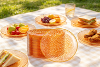 Assiettes en plastique texturées nid d'abeille ambrées sans BPA, bord doré, rondes, réutilisables, pour dîner, mariage, fête, dessert