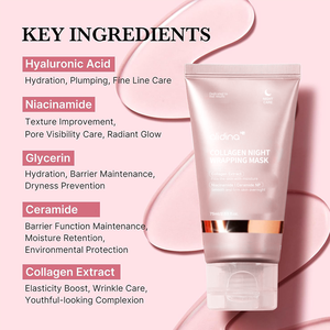 ZS Logotipo Privado Colágeno Overnight Envolvimento Peel Off Máscara Facial Anti-envelhecimento Da Pele Elasticidade & Hidratação Cuidados Brilho De Vidro Coreano - Product Image 3