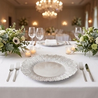 Assiettes de Présentation Écologiques Or et Argent en Plastique, 13 Pouces, Luxueuses et Décoratives, pour Centre de Table de Mariage et Présentation Alimentaire