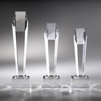 Trophée en cristal vierge Hypercrafts en gros avec base métallique, gravure laser personnalisée pour cérémonie de remise des prix et souvenir