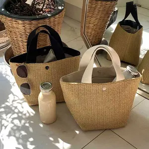 Borse alla moda per designer in stile retrò di moda all'ingrosso borsa da spiaggia in paglia fatta a mano da donna