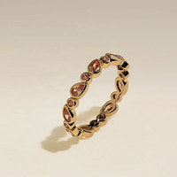 LOZRUNVE Bague d'éternité empilable en argent sterling 925, mode délicate, avec cristaux de zircone cubique colorés sertis en forme de poire