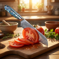Couteau de cuisine Santoku de chef 67 couches en acier Damas, couteau à découper, à désosser et à trancher, couteau Nakiri tranchant avec manche en nacre d'ormeau