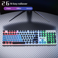 Juego de teclado y ratón para juegos con cable, combo de teclado y ratón con panel de metal para PC y portátil