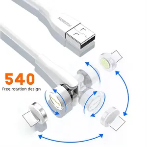 Uslion — câble Micro Usb/type-c magnétique 3-en-1 avec Rotation (540 °), pour Transmission de données, cordon de chargeur usb-c aimanté pour iPhone 12