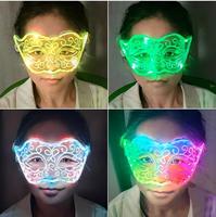 Masque en acrylique lumineux pour fêtes, masque de mascarade, costume de cosplay, accessoires de costume clignotants pour rave, cadeaux pour adultes