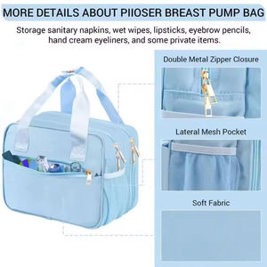 Sac isotherme pour lait maternel personnalisé avec logo, accessoires pour tire-lait, fermeture éclair étanche, sac de transport pliable pour tire-lait portable - Product Image 4
