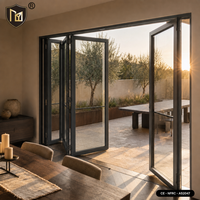 Portes accordéon en aluminium pliantes à glissière lisse JUNYAO Factory, conformes aux normes NFRC CE AS2047, pour hôtels, résidences et villas.