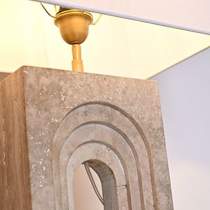 Lampada da Tavolo Dimmerabile con Base in Travertino Naturale per Arredamento Soggiorno e Camera da Letto - Product Image 3