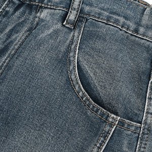 <span class=keywords><strong>Jeans</strong></span> Larghi e Comodi OEM, <span class=keywords><strong>Pantaloni</strong></span> in Denim Grigio Vintage Lavato, Vita Elastica, Stile Streetwear Casual - Product Image 2