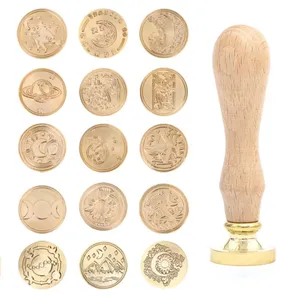 Factory High Quality Wood Stamp Handle Polish Brass Head Customize For Invitation Wedding