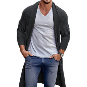 Pull long <span class=keywords><strong>en</strong></span> tricot fin pour homme, printemps automne, décontracté, ample, veste <span class=keywords><strong>en</strong></span> tricot longue pour homme - Product Image 6