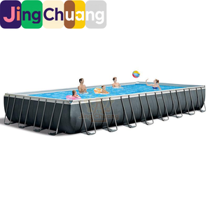 <span class=keywords><strong>Piscine</strong></span> familiale JingChuang26378 1066,66 cm, ensemble de <span class=keywords><strong>piscine</strong></span> rectangulaire à structure tubulaire gris foncé - Product Image 4