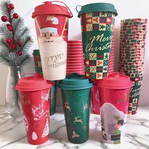 Nouvelle tasse de Noël pour thé au lait et café, couvercle jetable en PP épaissi, 500 pièces, tasse porte-bonheur de Noël - Product Image 5