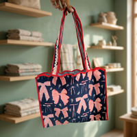 Sac à cosmétiques élégant en coton matelassé avec nœud, couleur unie, poignée souple, grande capacité, fermeture éclair, sacs fourre-tout réutilisables, sacs cadeaux pour femmes
