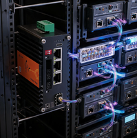 Mini Convertidor de Medios de Fibra Óptica SFP PoE Gigabit Inteligente con IA para Redes Ethernet Industriales