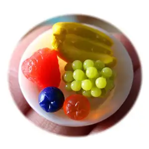 Piring Makan Malam Miniatur Anggur Bluberi Ornange 3D Buah Banana untuk Anak-anak Rumah Boneka Dapur DIY Ornamen Pesona
