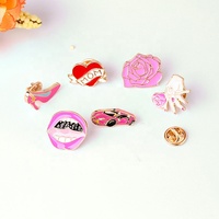Broche rosa para mujer, broche de labios, corazón, tacones altos, botón, ropa, bolso, solapa esmaltada