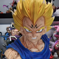 Buste de Majin Vegeta 1/1 Dragon Ball Anime GK Sculpture pour collectionneurs, en résine, avec éclairage LED, peint à la main, sculpture artistique haute précision