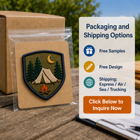 Écusson brodé 3D personnalisé, motif camping en plein air, sapin et feu de camp, pour veste et sac à dos, vente en gros