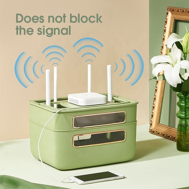 Space Save Plastic Rectangle Injection Cable Management Organizer Electric Wires Container Wifi Router Storage Box