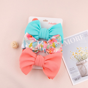 3Pcs/Set Waffle Polyester Floral Printed <strong>Headband</strong> Set High Stretch Elastic Big <strong>Baby</strong> Bow <strong>Headband</strong> Hair Band For <strong>Baby</strong> Girls - Product Image 6