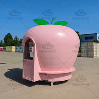 Chariot à Jus et Aliments en Forme de Pomme Mignonne à Double Fenêtre, Couleur Personnalisée, Kiosque Alimentaire Mobile Attrayant pour Fruits Frais et Boissons en Rue