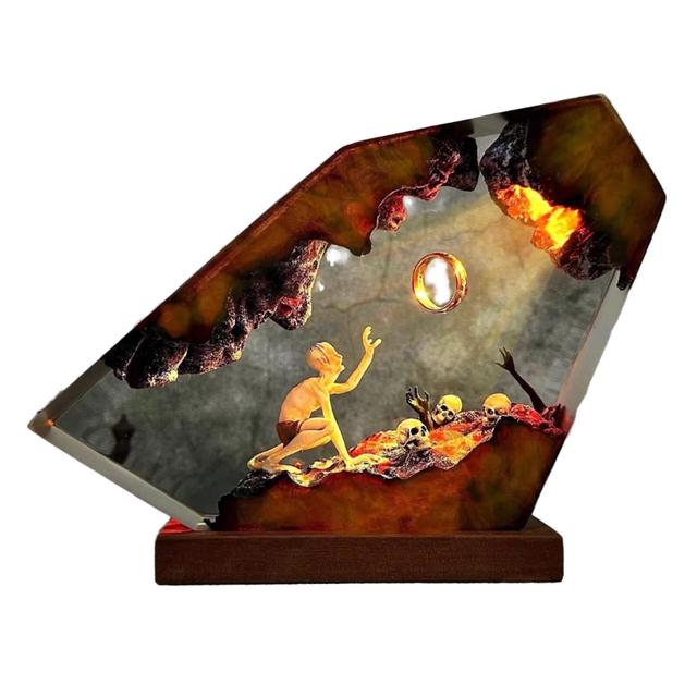 Gollum Power Ring Resin Light Dark Lord's Ring Fantasy World Nightlight Halloween Gift