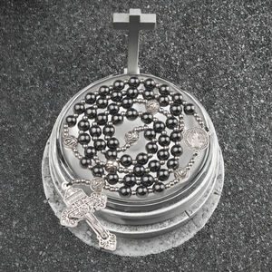 Collier de prière polyvalent en hématite de 8 mm, <span class=keywords><strong>chapelet</strong></span> religieux haut de gamme, collier de perles lourd et tendance - Product Image 2