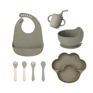 Juego de Cubiertos para Niños en Oferta, Baberos para Bebés, Plato con Ventosa, <span class=keywords><strong>Vajilla</strong></span> de Silicona <span class=keywords><strong>Completa</strong></span>, Juego de Destete para Bebés - Product Image 2