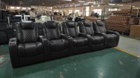 Sofá Reclinable Eléctrico Extensible de Cuero Genuino Moderno para Cine en Casa con Luz LED y Estructura de Madera