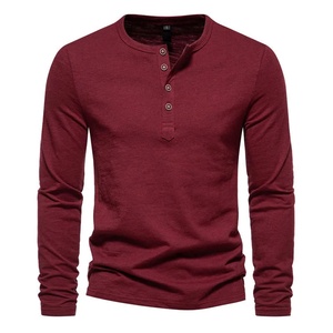 Camiseta de Manga Larga para Hombre, con Botones en la Parte Delantera, Cuello Redondo, Ajustada, de Algodón, Secado Rápido y Transpirable, con Logotipo Personalizado Bordado e Impreso, Venta al Por Mayor - Product Image 2