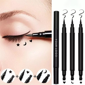 Stylo Eyeliner liquide à double extrémité, imperméable à l'eau, noir, bleu, crayon graphique, tampons faciaux personnalisés, quatre motifs, <span class=keywords><strong>eye</strong></span>-<span class=keywords><strong>liner</strong></span>-long - Product Image 3