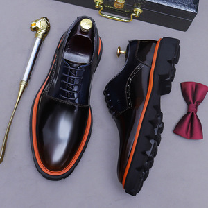 Zapatos Oxford de Hombre Personalizados de Cuero Genuino con Diseño de Bloques de Color, Punta Cuadrada, Versátiles, Casuales, con Suela Gruesa Antideslizante para Oficina - Product Image 2